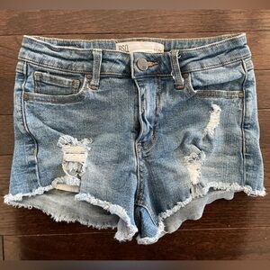 RSQ Denim Shorts Women's Casual Blue Medium Washed Distressed Venice Mid Rise